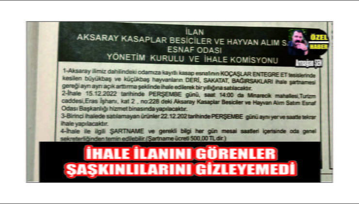 İhale İlanını Görenler Şaşırdı