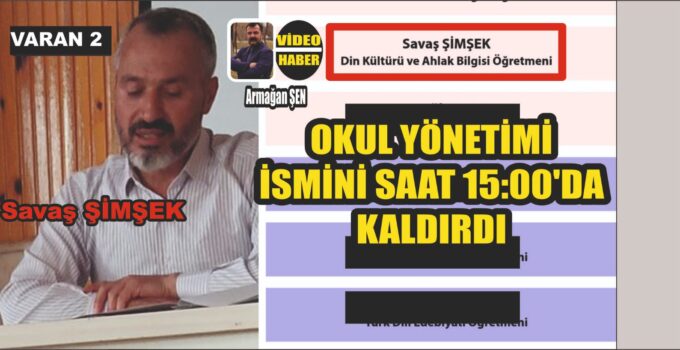 Okuldan Kadrosundan İsmini Bugün Sildiler